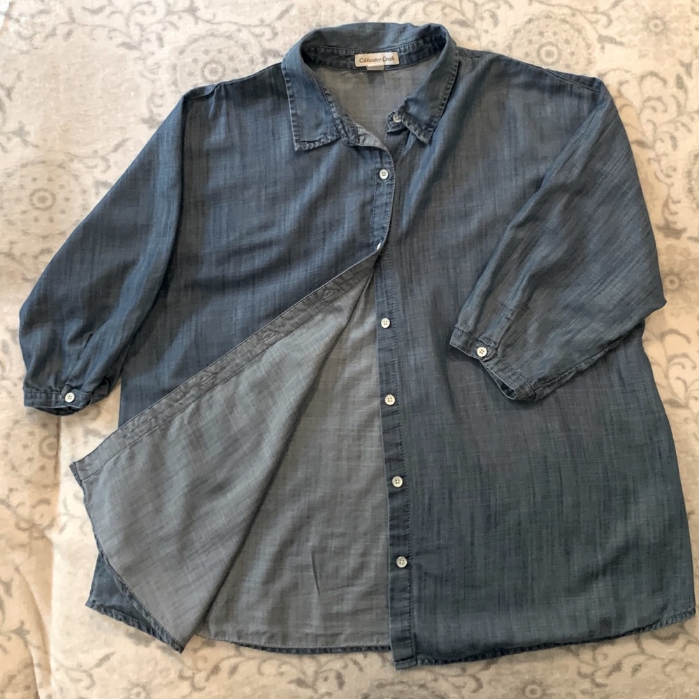 Coldwater Creek Denim 3/4 Sleeve Top